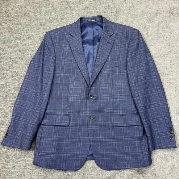 Pronto Uomo Platinum Sport Coat Blazer Men 42 Short Blue Plaid Wool Double Vent - Picture 2 of 11